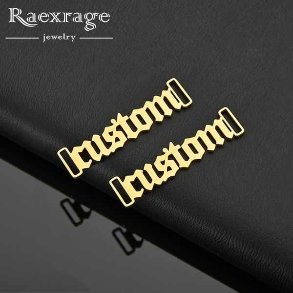 

raexrage personalized stainless steel name shoe-buckle for women men custom nameplate buckle fahsion jewelry charm bijoux, Red;blue