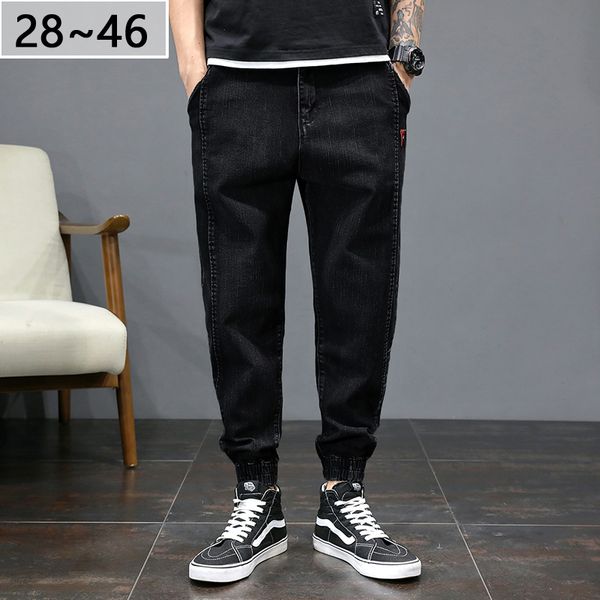

plus big size 28-46 jeans men loose large size japanese feet harem pants autumn trend men's stretch denim jeans casual trousers, Blue