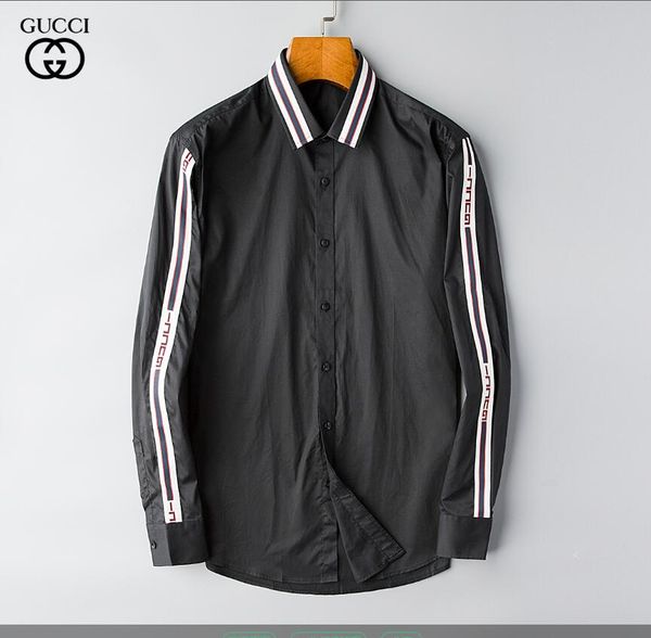 

2020 autumn winter long sleeve casual shirts a rolling collar men printed dress shirt color print slim fit medusa silk shirts gg326, White;black