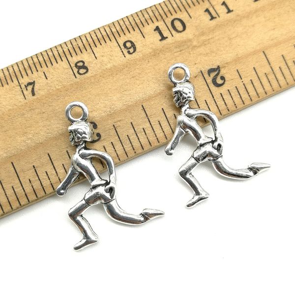 

wholesale lot 100pcs runner athlete antique silver charms pendants jewelry findings diy for necklace bracelet 25*17mm dh0803, Bronze;silver