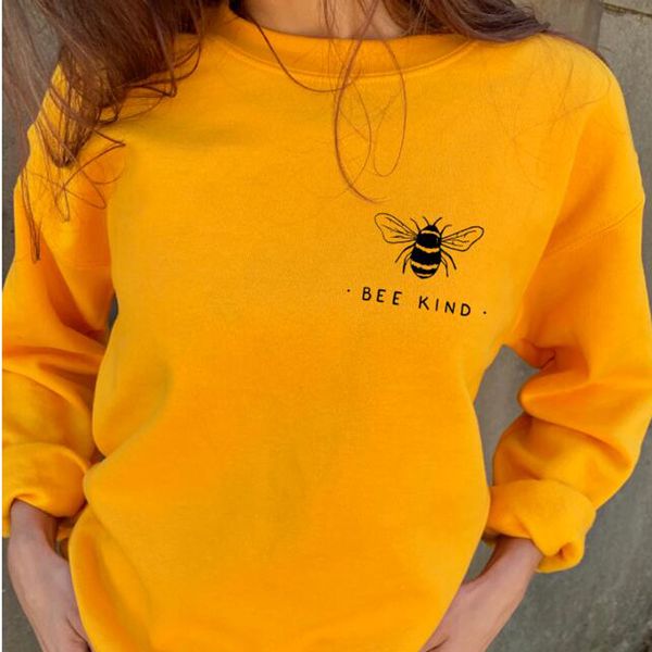 

be kind pocket print women sweatshirt harajuku pink clothing save the bees graphic hoodies kawaii clothes tumblr drop shipping, Black