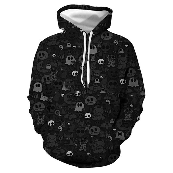 

autum winter men hooded sweatshirt lover 3d printed hip hop outwear funny party scary halloween hoodie casual sudadera hombre, Black