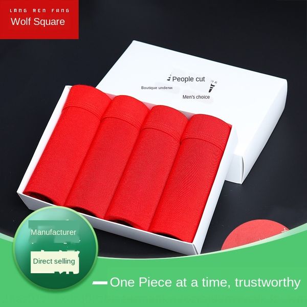 

werewolf men's modal 95 underpants underpants % cotton boxer underwear breathable mid-waist printing 4 mixed color boxed, Black;white