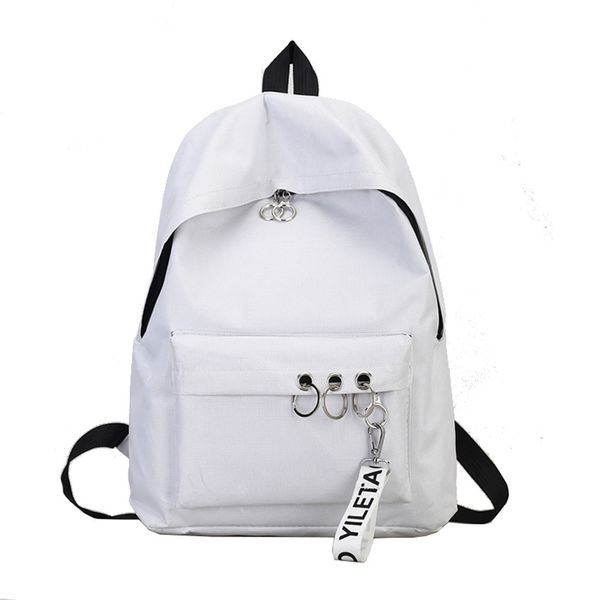 

women's solid nylon backpack ladies fashion ring decoration shoulder bookbags female satchel travel backpack#yl