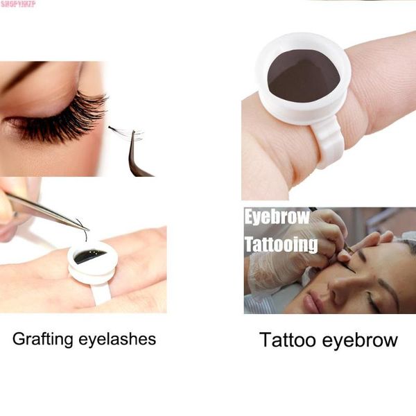 

pigment holder ring with grid eyelashes extension adhesive glue holder palette 100pcs disposal tattoo