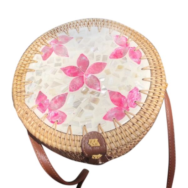 

summer rattan bag round woven shoulder bag beach handbags hollow handmade messenger crossbody bags vintage handmade
