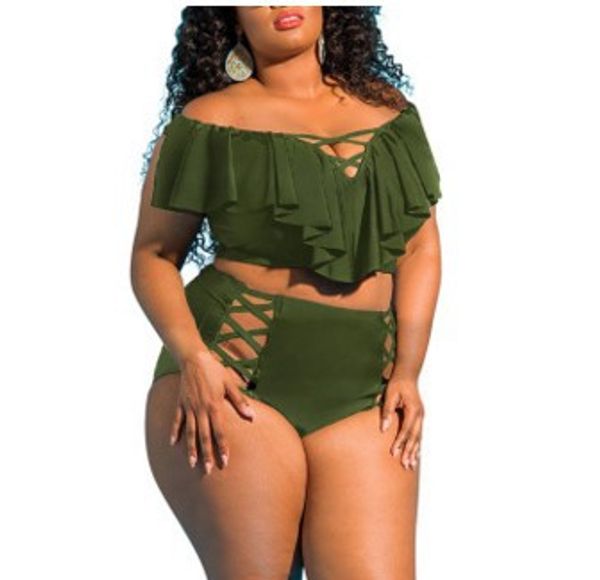 

plus size swimsuit l-4xl-5xl high waist bikini set to increase tights large size swimsuit female bikini 2019 ruffled swimsuit