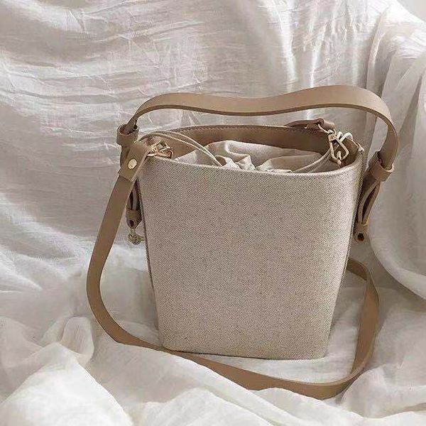 

ins women bucket bag canvas handbags with 2 straps cloth handbags brands china shoulder bag