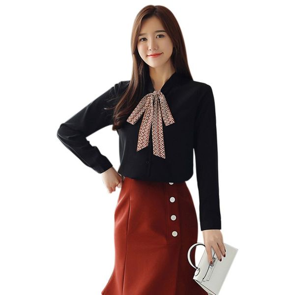 

bow office lady black white and blouses efinny 2019 new blouse women long sleeve fashion chiffon shirt