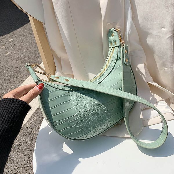 

alligator pattern pu leather crossbody bags for women 2020 summer small green shoulder messenger bag lady handbags and purses