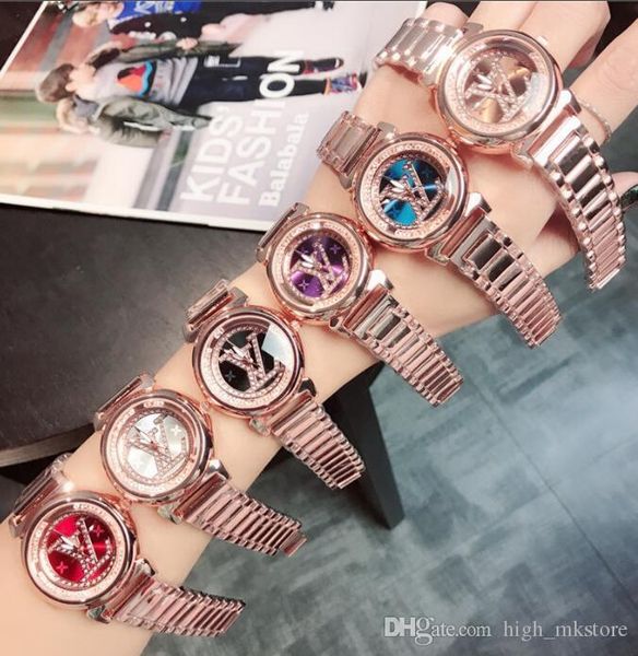 

2019 women men watches luxury #13;louis vuitton fashion quartz ladies rhinestone bracelet watch, Slivery;brown