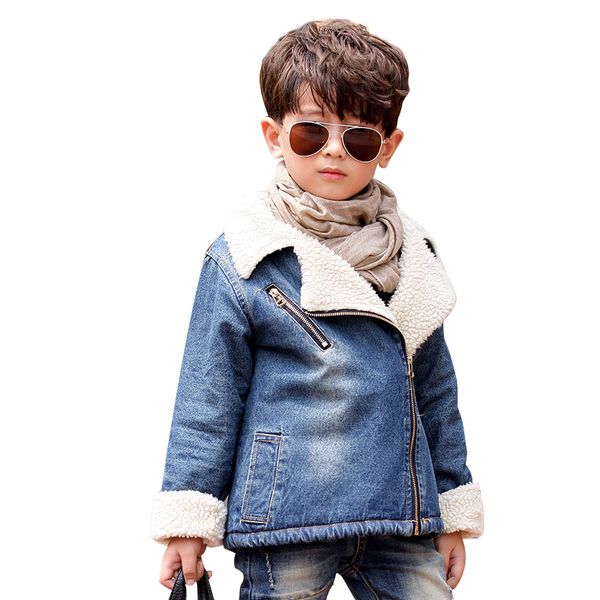 

winter jacket for boys thick cashmere children denim jacket coat 2-6 years kids outerwear & coats baby boys parka infant clothes, Blue;gray