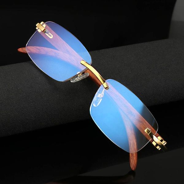 

wooden leg reading glasses women anti blue light computer rimless glasses men women's golden readers presbyopic eye, White;black