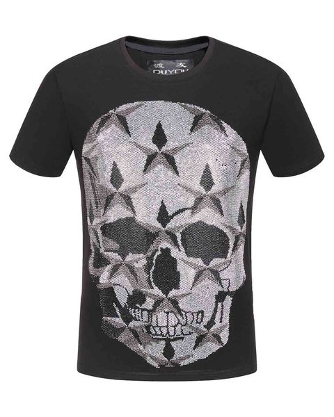 Duyou Erkek Tasarımcı T Shirt Erkekler Kısa Kollu Moda Rhinestone Büyük Kafatası Yıldız Adam T-Shirt Erkek Yüksek Kalite 100% Pamuk Tees DY567