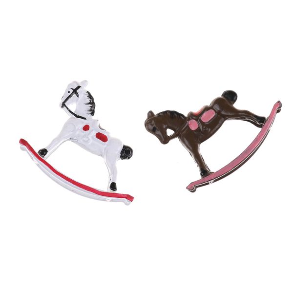 

toyzhijia 1pcs new 1/12 scale metal rocking horse dollhouse miniature for dolls house miniature accessory dollhouse accessories