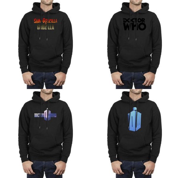 

fashion men doctor who logo black winter hoodies sweatshirt printing drawstring crazy hoodies shin-godzilla sydney newman vintage who