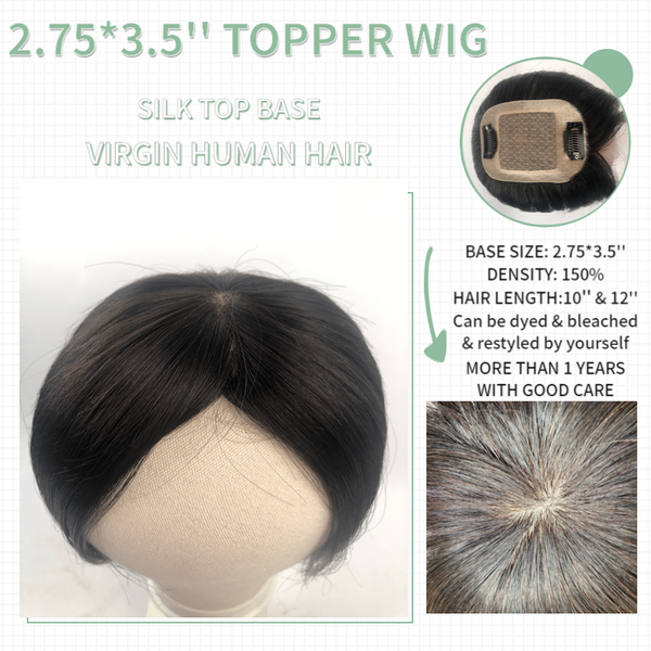 

vlasy 2.75*3.5'' 150% density silk base hair er fine mono net with clip in hair toupee remy hairpiece natural color, Black;brown