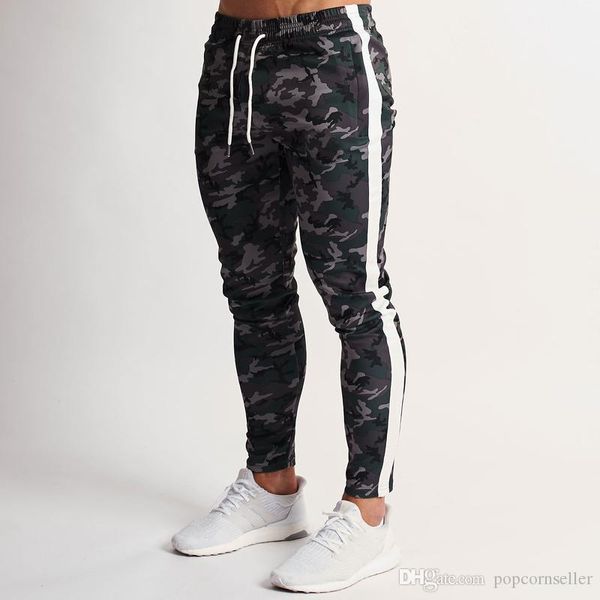 

camouflage mens designer pants fashion drawstring panelled fitness training elastic waist pencil pants casual mens running pants, Black