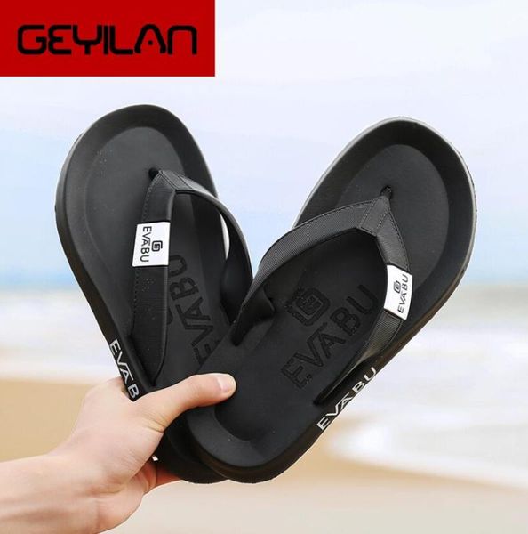 

2019 summer new men's flip-flops light soft bottom non-slip large size beach shoes hombre sandals slippers masculino slides, Black