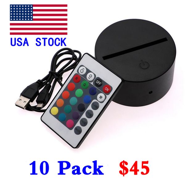 

rgb lights led lamp base for 3d illusion lamp 4mm acrylic light panel aa battery or dc 5v usb 3d nights lights usa stock fast ship