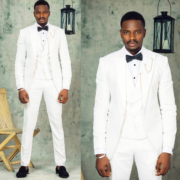 

custom made white groom wear wedding tuxedos slim fit peaked lapel man suits prom party formal wear blazer jacket, Black;gray