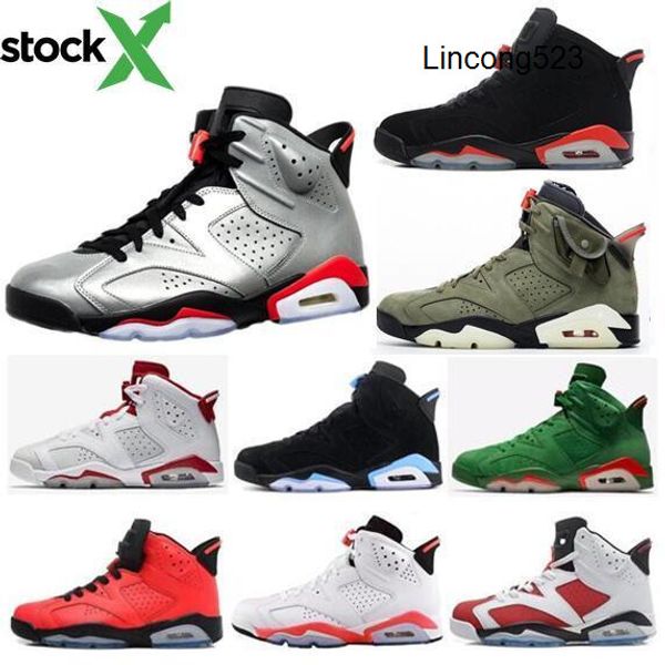 

2020 new 6 bred infrared jsp reflective basketball shoes men 6s travis scotts hare alternate 91 carmine white infrared sneakers with box, Black