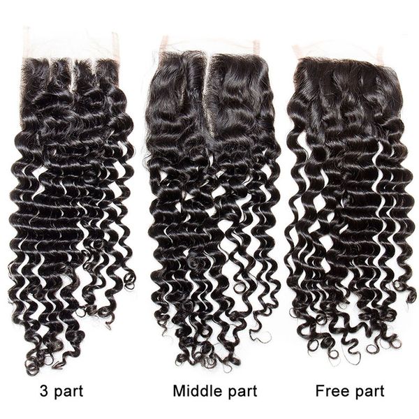 10A Top Lace Closure Virgin Brasiliano Peruviano Malese Indiano Body Wave Dritto Sciolto Profondo Crespo Riccio Capelli Umani Chiusure Può Candeggina Tintura