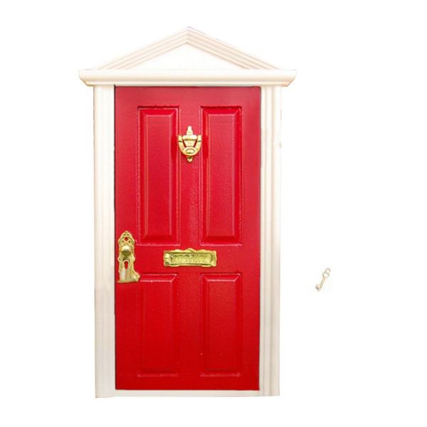 

1:12 scale dollhouse miniature wood fairy door knocker doorplate lock key decor