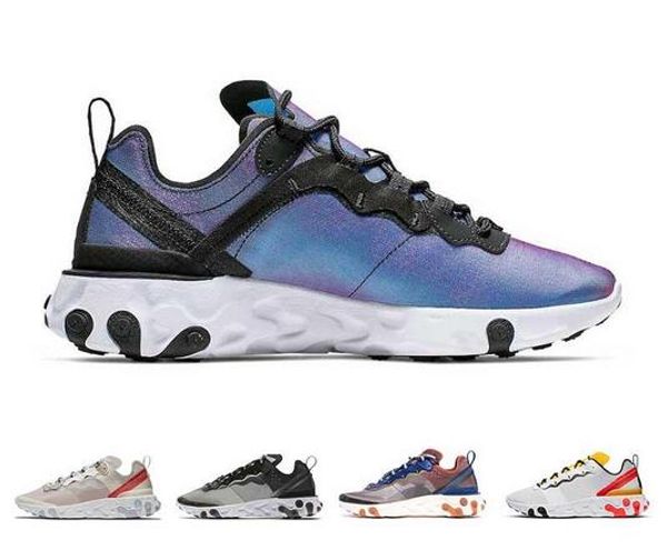 

new react element 87 55 running shoes mens white black black women breathable sports sneaker size 36-45