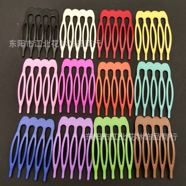 

five teeth 2.3*4 cm color iron piece comb europe and america hair comb hair accessories accessories 12 color sorting, Brown