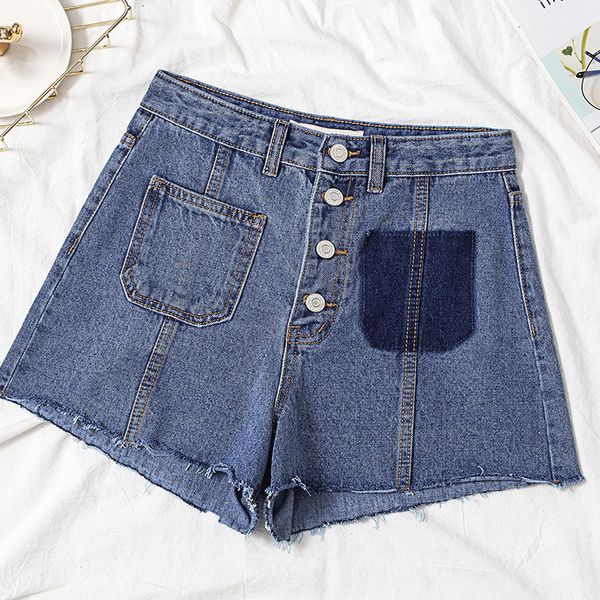

2020 women summer fashion japan style solid color empire waist wide leg with buttons and pockets casual 9xl loose cowboy shorts, White;black