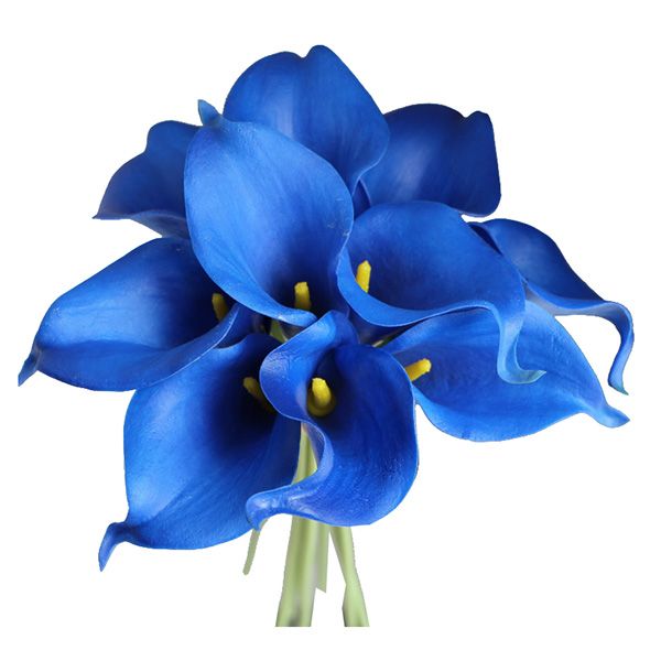 

3pcs artificial decorative flowers pu real touch calla lily for wedding home table decoration (royal blue