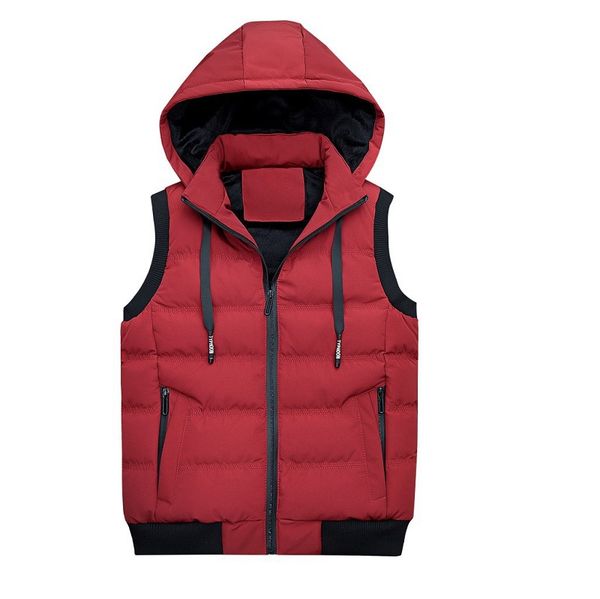 

mens autumn and winter fashion vest hooded warm jackets sleeveless thick waistcoat casual down vest outerwear m-xxxl red black army green, Black;white