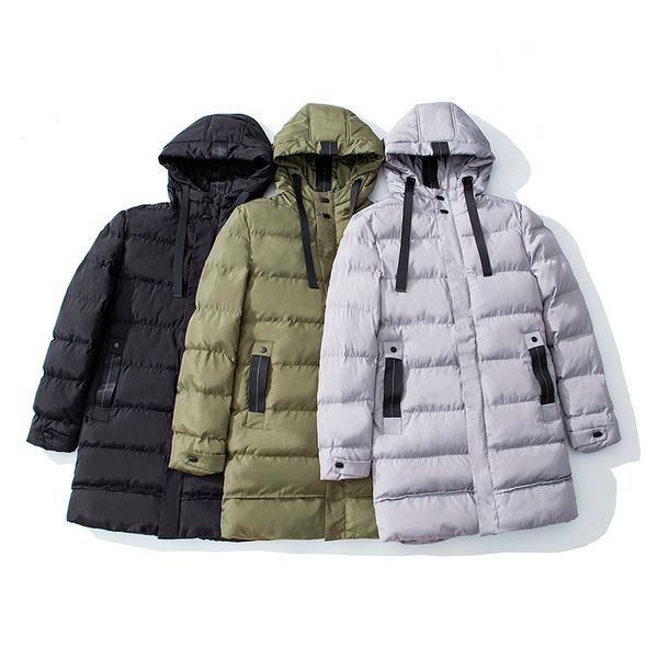 

winter long coat men warm thick fashion parka men solid color casual hooded coat man streetwear loose cotton jacket clothes, Black