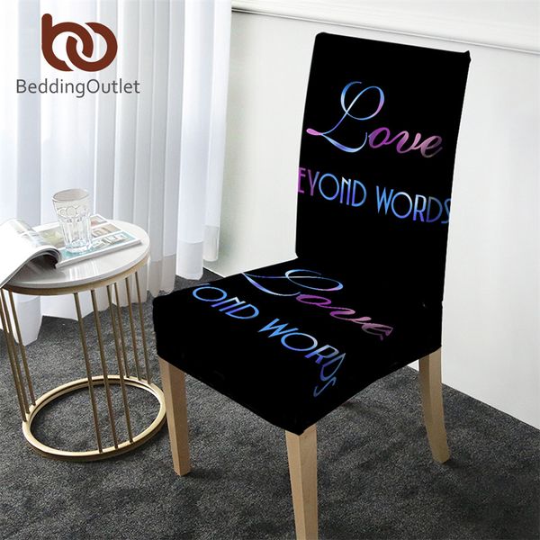 

beddingoutlet letters printing chair covers removable spandex elastic slipcover anti-dirty modern seat case cover for kitchen