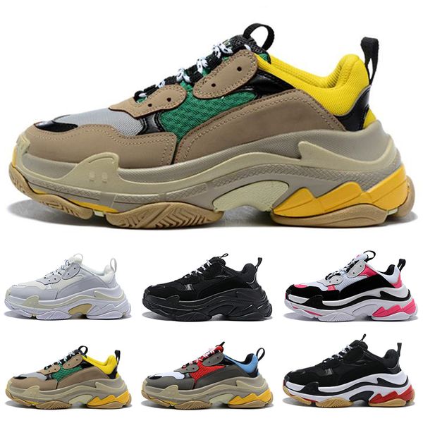 

2019 new paris 17fw triple s men's sneaker triple-s casual luxury dad shoes women beige sports tennis designer running trainers shoes 3, White;red