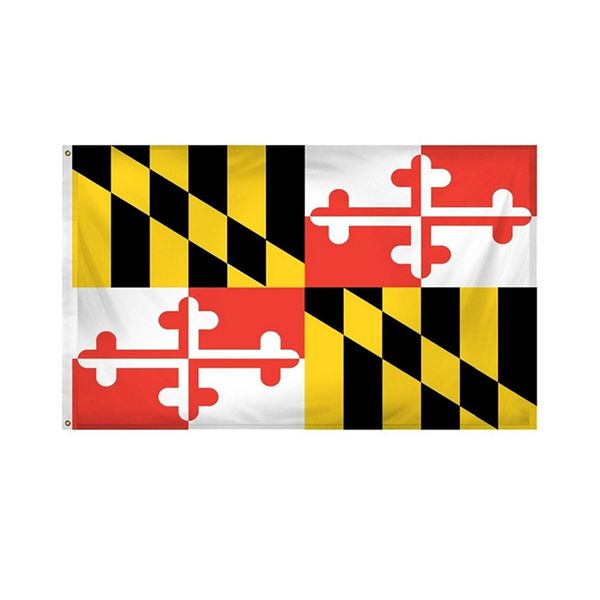 3 x 5 Maryland-Staatsflaggen-Banner, national, 90 % angeschnitten, individuell, alle Länder, 90 x 150 cm, zum Aufhängen, für den Innen- und Außenbereich, Direktversand