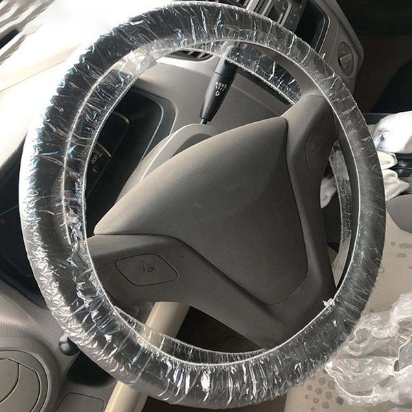 

100pc universal disposable plastic car steering wheel cover waterproof anti-dust car steering wheel protection
