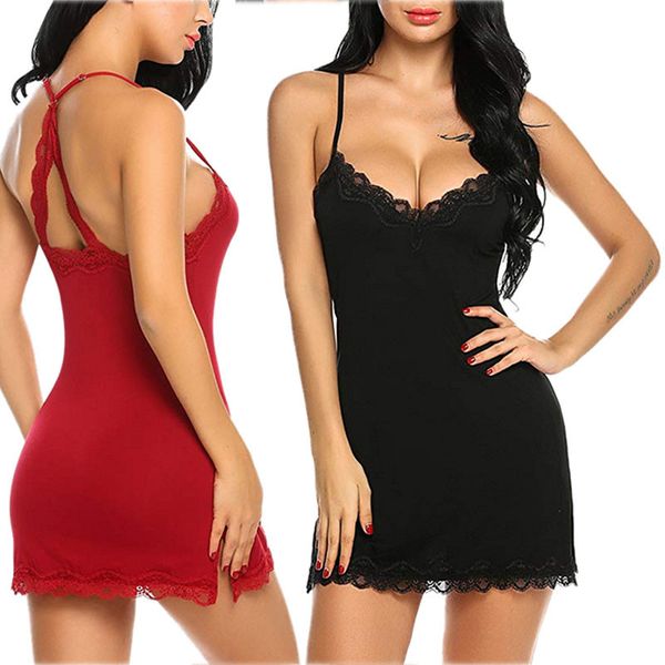 

lace slip sleepwear expose breast hip wrap dress mini sleepshirts underwear lingeries woman clothes black drop ship 190667, Black;red