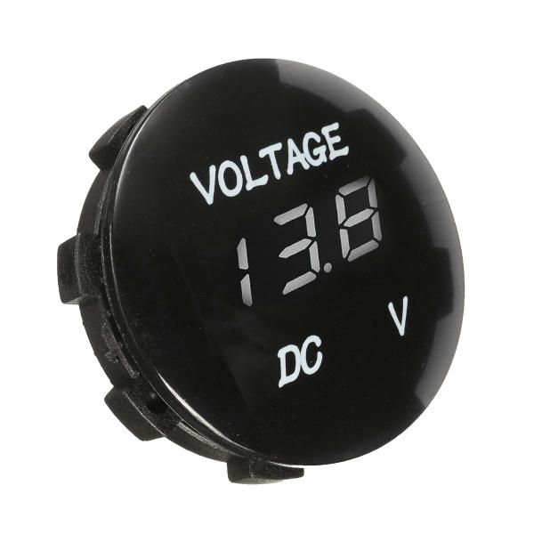 12V Motorrad LED Digitalanzeige Voltmeter Wasserdichtes Mini-Rundpanel-Messgerät für Autoboot-Yacht - Grün