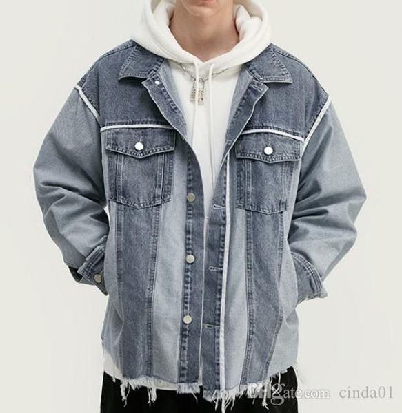 

autumn winter new style mens jackets fashion frayed color matching vintage jackets motorcycle jacket loose jackets outwear m-4xl, Black;brown