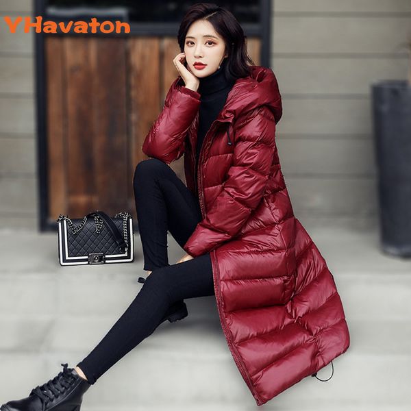 

new women 2019 winter jacket women coats hooded coats female parka thick white duck down padded lining winter female, Black