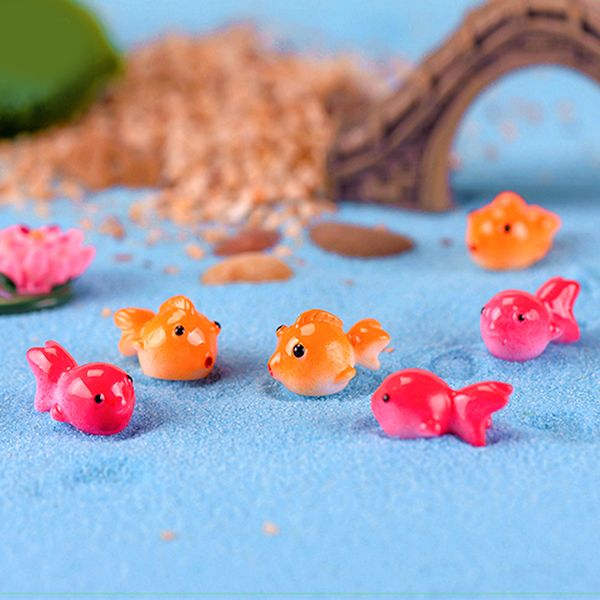 

20pcs miniature resin goldfish decoration set toys diy garden flowerpot succulent planter decor (red&orange