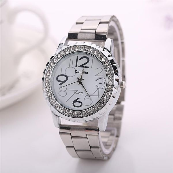 

rose gold watch luxury women dress rhinestone quartz watch casual women stainless steel wristwatches female clock, Slivery;brown