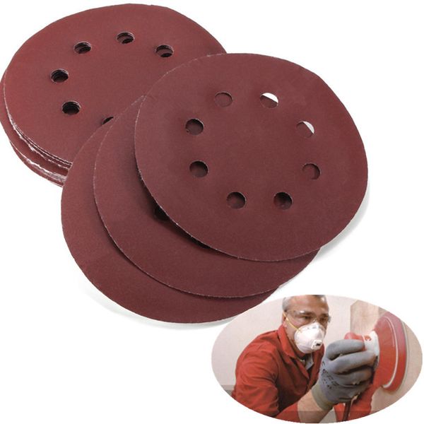 

25pcs 5 inch round sandpaper eight hole disk sand dremel sheets grit hook and loop sanding disc polish for polish machine