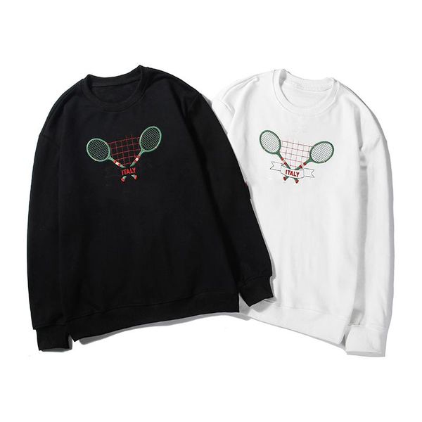 

wholesale designer hoodies with letter embroidery couple fashion men hoodies autumn winter women's hoodies luxury o-neck two color, Black