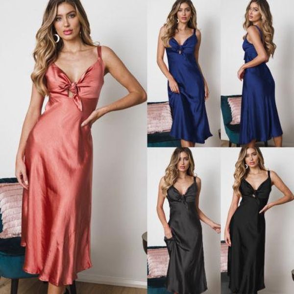 

women sunmmer satin party club dress 2019 deep v neck women summer dresses bodycon strap ruched ladies slip dress, Black;gray