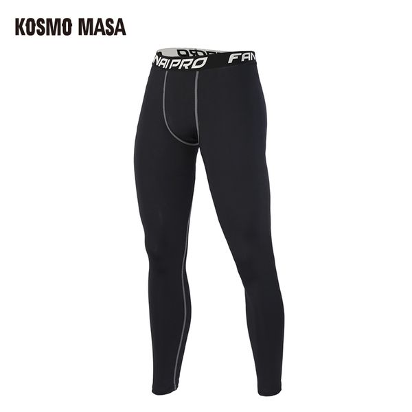 

kosmo masa breathable compression pants tights men training pants fitness leggings men gym quick dry trousers sportswear pt003, Black