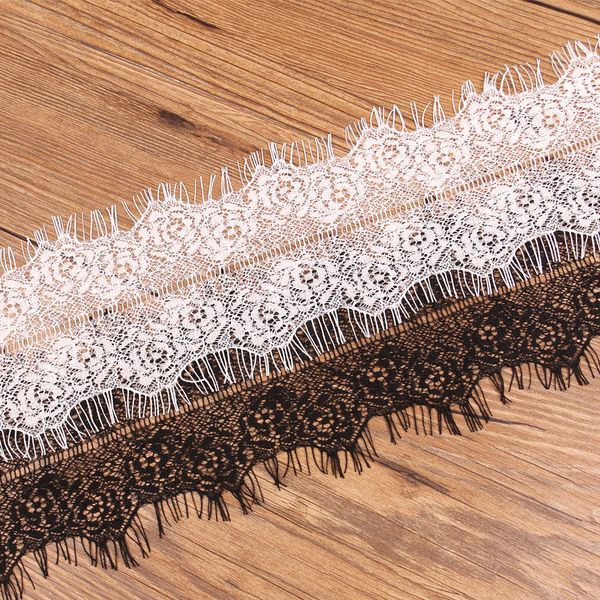 

3meters/lot embroidered black white eyelash lace 10cm wide diy clothing wedding decoration lace fabric ribbon, Pink;blue