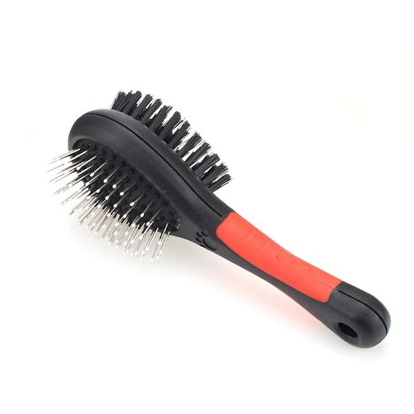 

trimming long handle double sided dogs and cats plastic puppy grooming portable cleaning tool styling pet brush